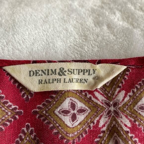 Denim & Supply Ralph Lauren Burgundy Peasant Blouse Top Size L - Picture 7 of 9